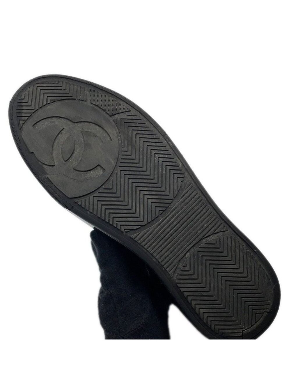 Chanel Sneakers CC Logo 38 Calfskin Shoes Black - Picture 8 of 10